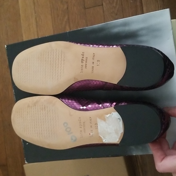 Brand New Kate Spade Metallic Purple Snakeskin Mary Jane Flats - Picture 4 of 5